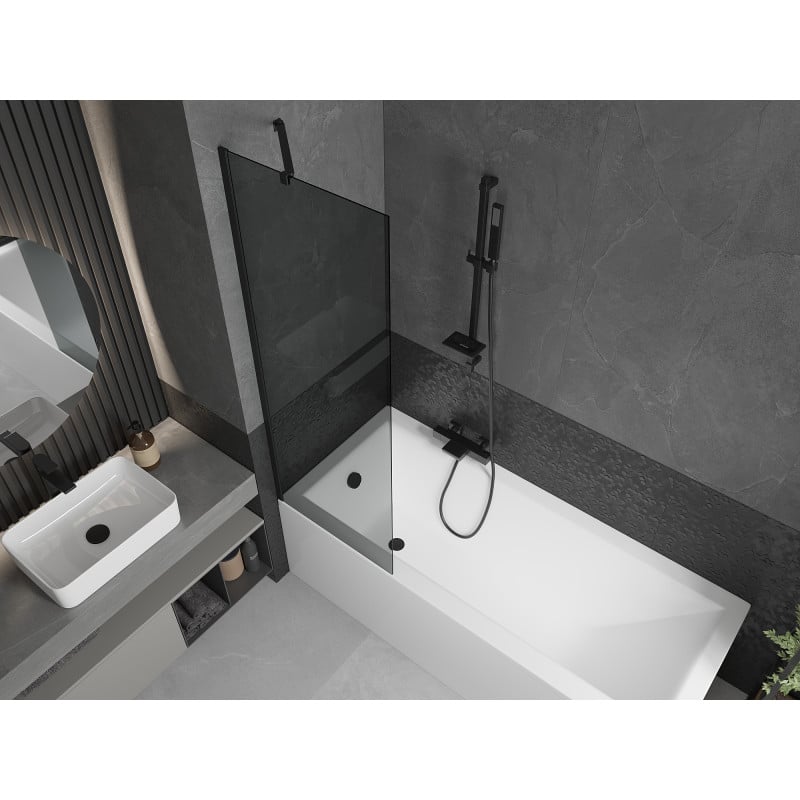 Mexen Next Badewannenabtrennung einteilig 60 x 150 cm, graphit, schwarz - 895-060-000-00-40-70