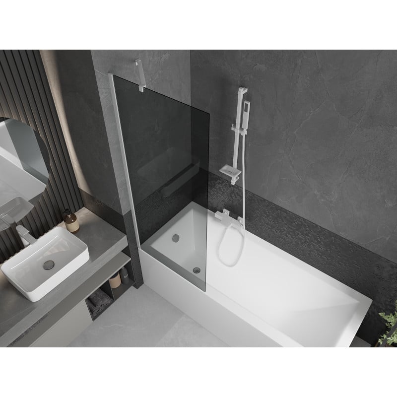 Mexen Next Badewannenwand 1-flügelig 70 x 150 cm, graphit, weiß - 895-070-000-00-40-20