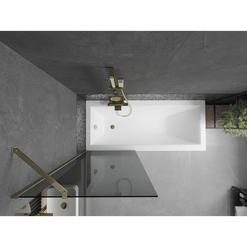 Mexen Next Badewannenabtrennung 1-flügelig 70 x 150 cm, Graphit, Gold - 895-070-000-00-40-50