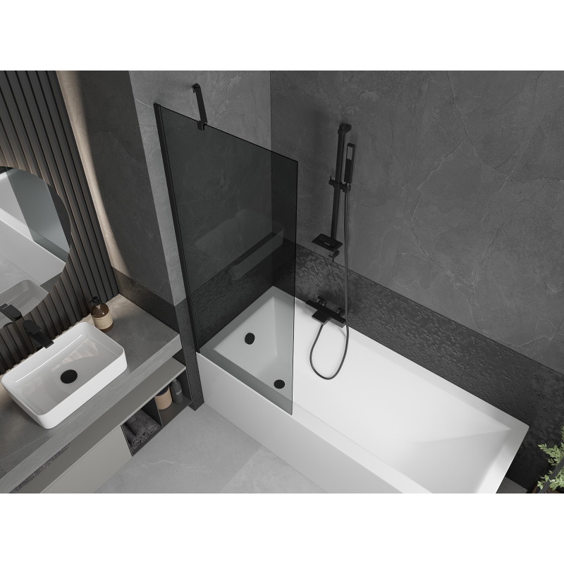 Mexen Next Badewannenabtrennung 1-flügelig 70 x 150 cm, Grafit, Schwarz - 895-070-000-00-40-70