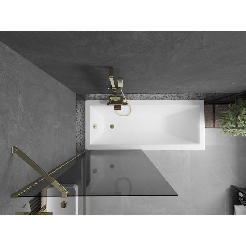 Mexen Next 1-flügelige Badewannenwand 80 x 150 cm, grafit, gold - 895-080-000-00-40-50