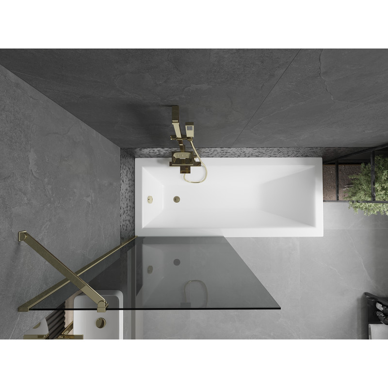Mexen Next Badewannenabtrennung 1-flügelig 80 x 150 cm, graphit, gold - 895-080-000-00-40-50