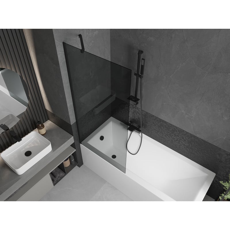 Mexen Next Badewannenabtrennung 1-flügelig 80 x 150 cm, Graphit, Schwarz - 895-080-000-00-40-70