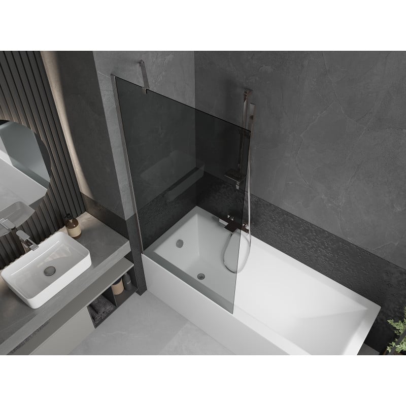 Mexen Next Badewannenwand 1-flügelig 90 x 150 cm, Grafit, Chrom - 895-090-000-00-40-01