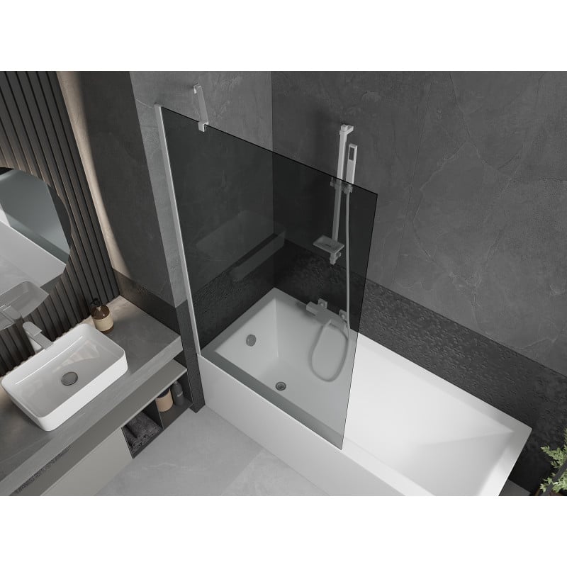 Mexen Next Duschabtrennung für die Badewanne 1-flügelig 100 x 150 cm, grafit, weiß - 895-100-000-00-40-20