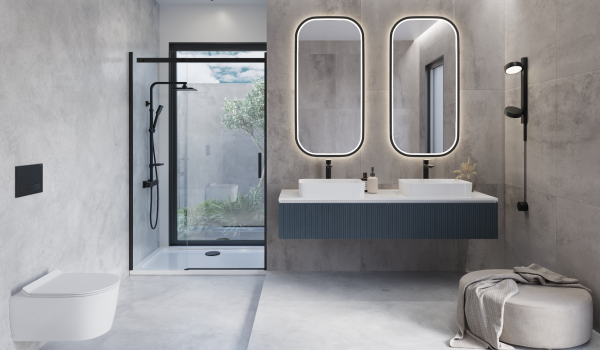 Moderne Badezimmer mit zwei Waschbecken