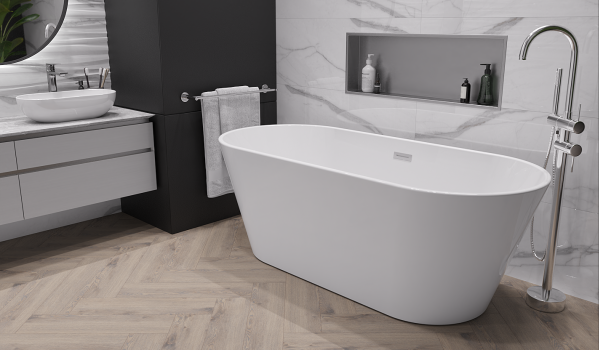 Freistehende Badewanne im modernen Stil
