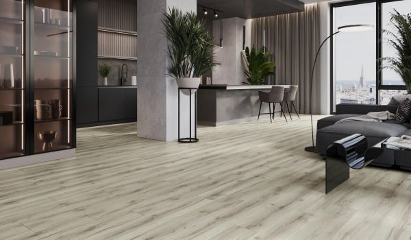 Luxuriöse Vinylpaneele in der Küche und im Wohnzimmer